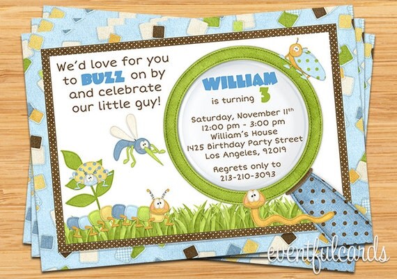 Cute Bugs Birthday Party Invitation Il_570xn