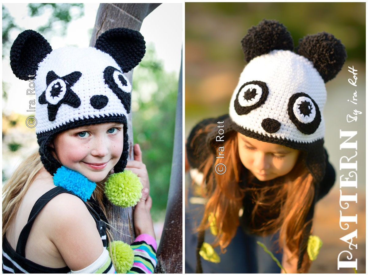 PATTERN - Amanda the Rock-n-Roll Panda and Bamboo the Panda Hat, Crochet Pattern in PDF