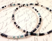 Denim Blue Hoops, Midnight Blue Hoops, Navy Beaded Hoops