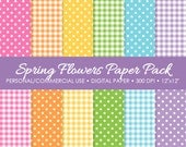 Spring Flower Digital Printable Paper Pack - For Commercial or Personal Use