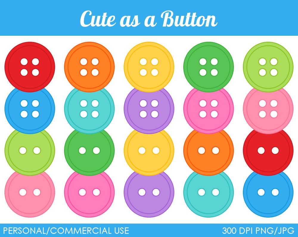 Cute as a Button Clipart - Digital Clip Art Graphics for Personal or Commercial Use Il_570xn
