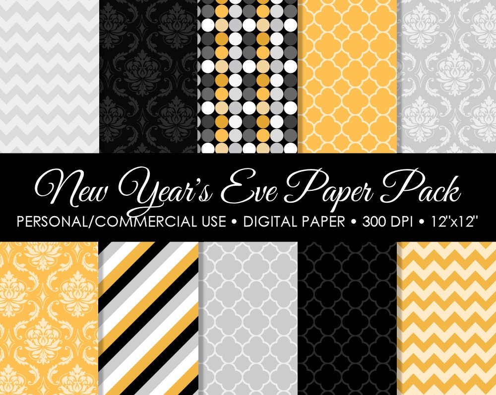 New Year's Eve Celebration Digital Printable Paper Pack - For Commercial or Personal Use Il_570xn