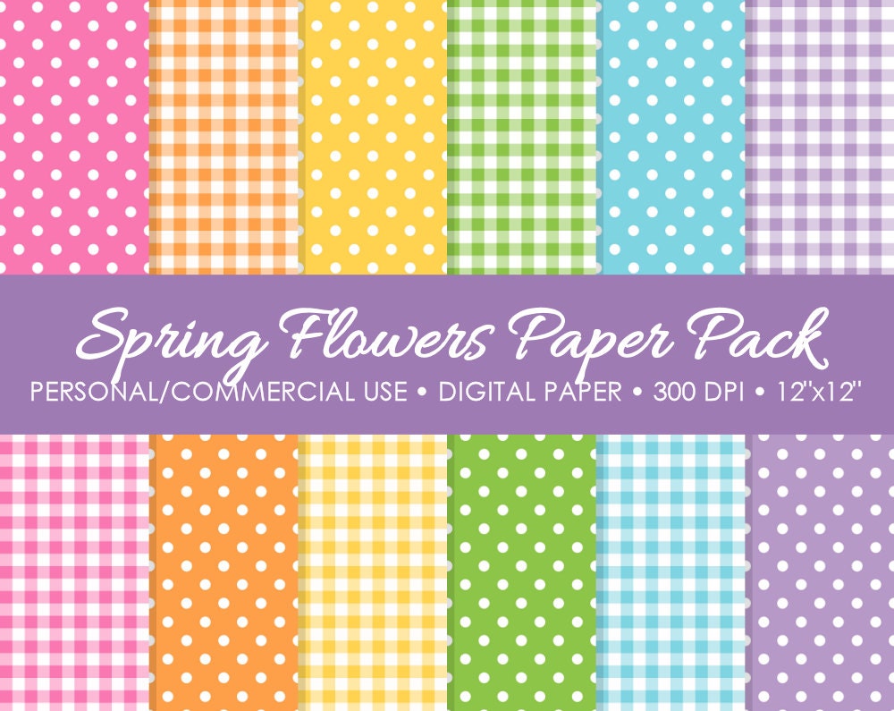 Spring Flower Digital Printable Paper Pack - For Commercial or Personal Use