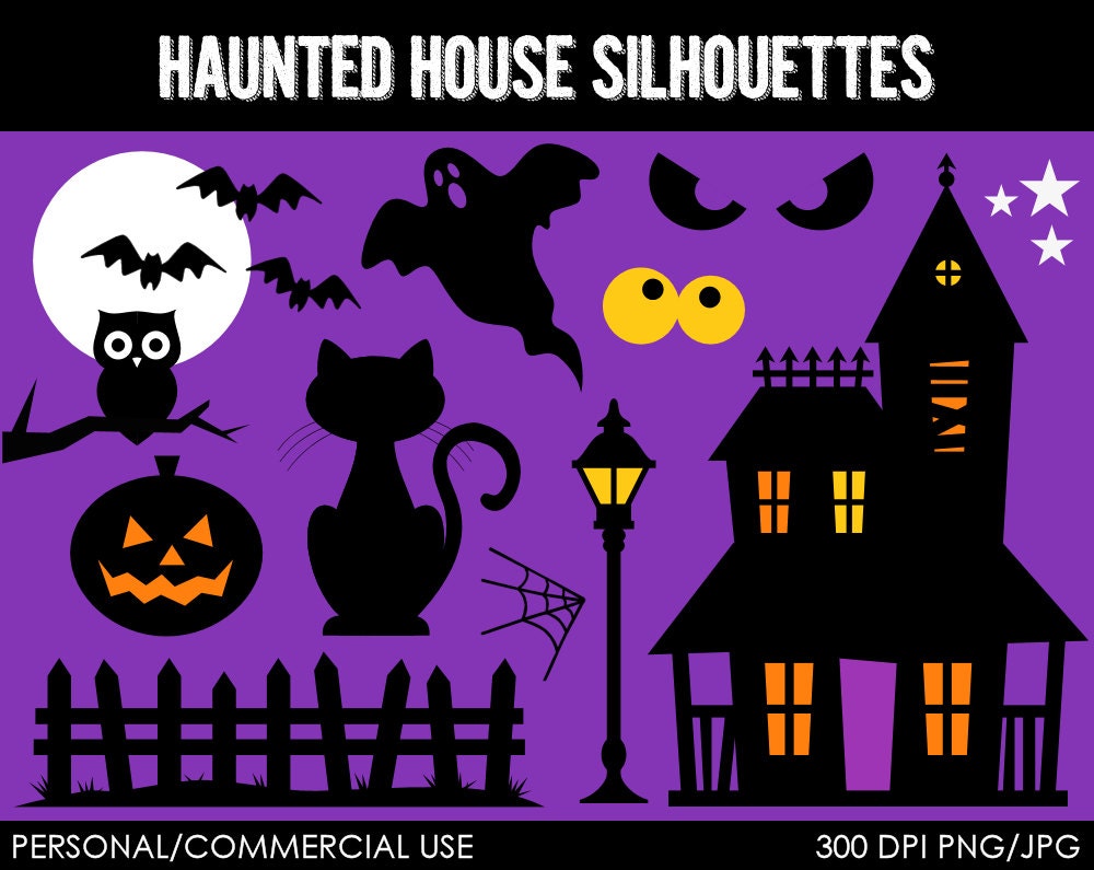 free haunted house silhouette clip art - photo #8