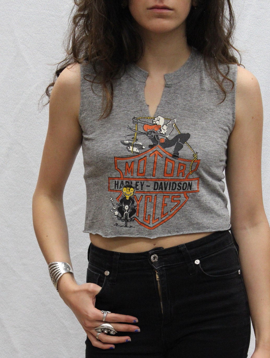 vintage HARLEY DAVIDSON early 80s cut sleeveless T SHIRT x-small