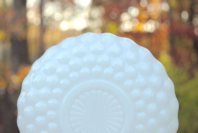Vintage Hobnail Milk Glass Dessert Plates