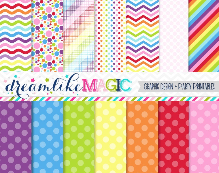 Sweet Rainbows- Digital Paper Pack for Personal or Commercial Use Il_570xn