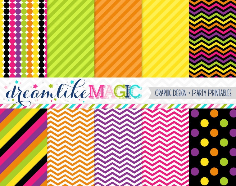 Halloween Brights Digital Paper Pack for Personal or Commercial Use Il_570xn