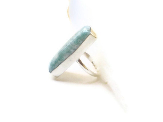 Animal Print Larimar ring size to 8 Blue Zebra Larimar Spring fashion fashion Marbled