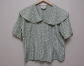 Vintage Mint Green Bib Collar Blouse