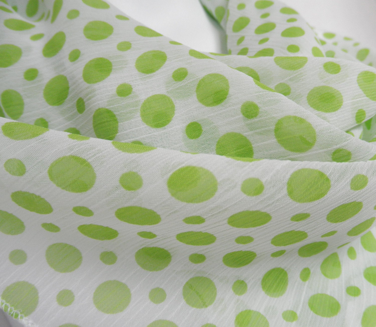 Square Scarf Crinkle Chiffon Dots in Lime