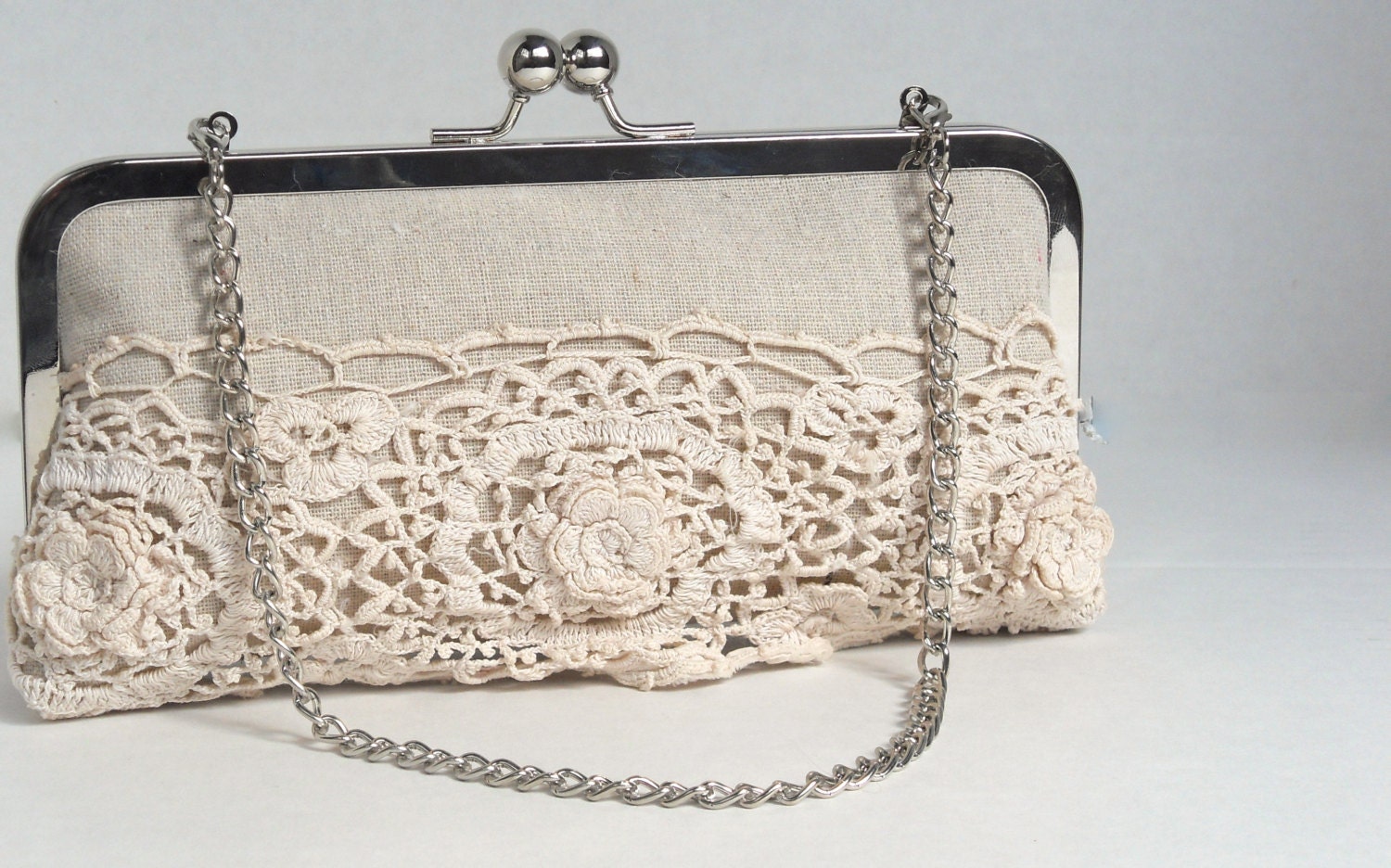 Bridal Clutch Vintage Lace, burlap and lace wedding, Country Chic wedding, brides purse
