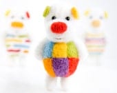 Colorful felted miniature pocket bear