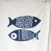 Tea Towel, Fish in Navy Blue