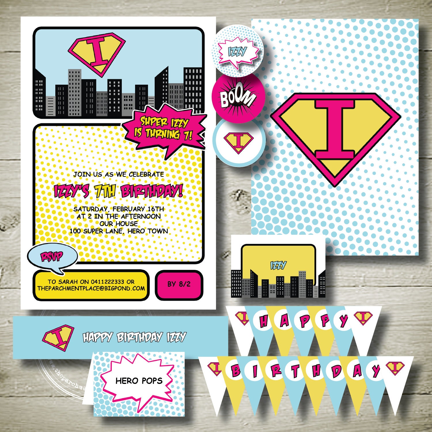 SUPERHERO - personalised invitation printable party package