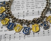 Vintage Retro Kitschy Enamel Letter Charm Bracelet Washington Junior High School