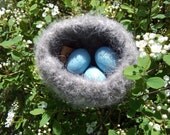 Felted Wool Bird Nest with Paper Mache Eggs