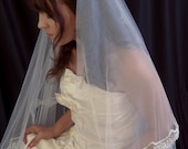 Kate Middleton Replica Veil--Silk Tulle, 72" Cage Veil, Alencon Lace Trim