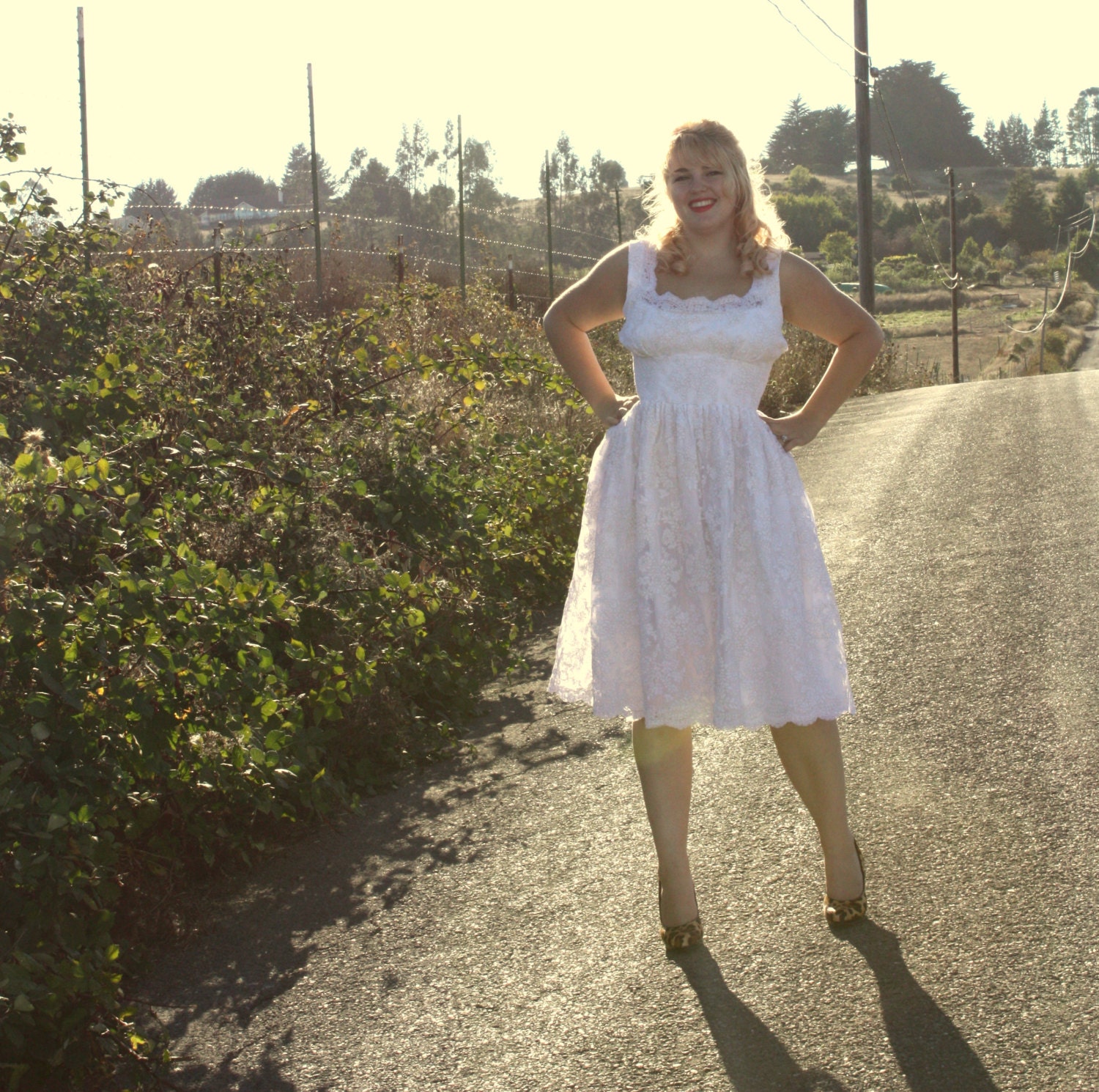 Custom Couture Made To Fit Marilyn Monroe White Alencon Lace 50s Wedding Dress