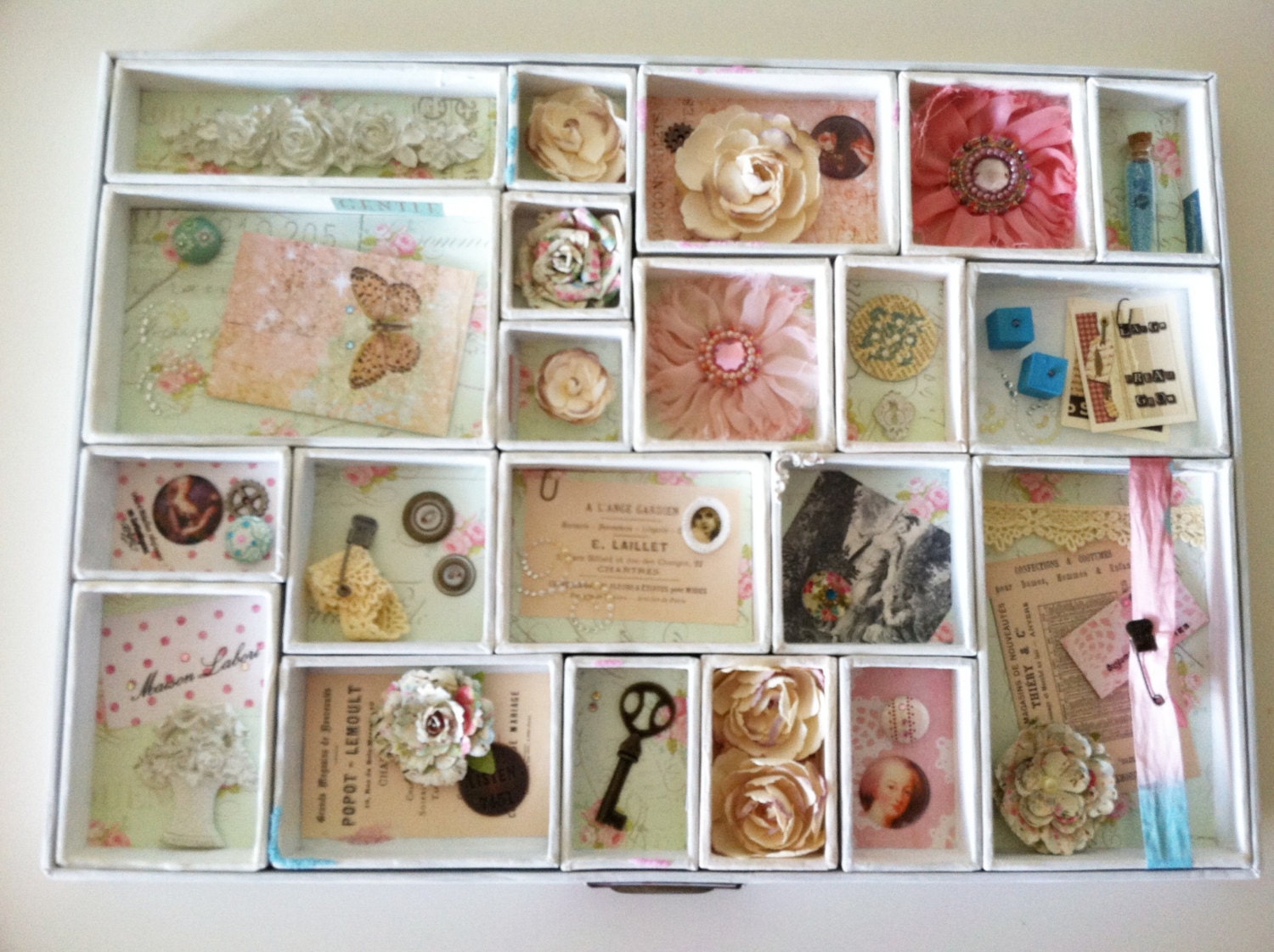 Vintage French Style Shabby Chic Printers Tray