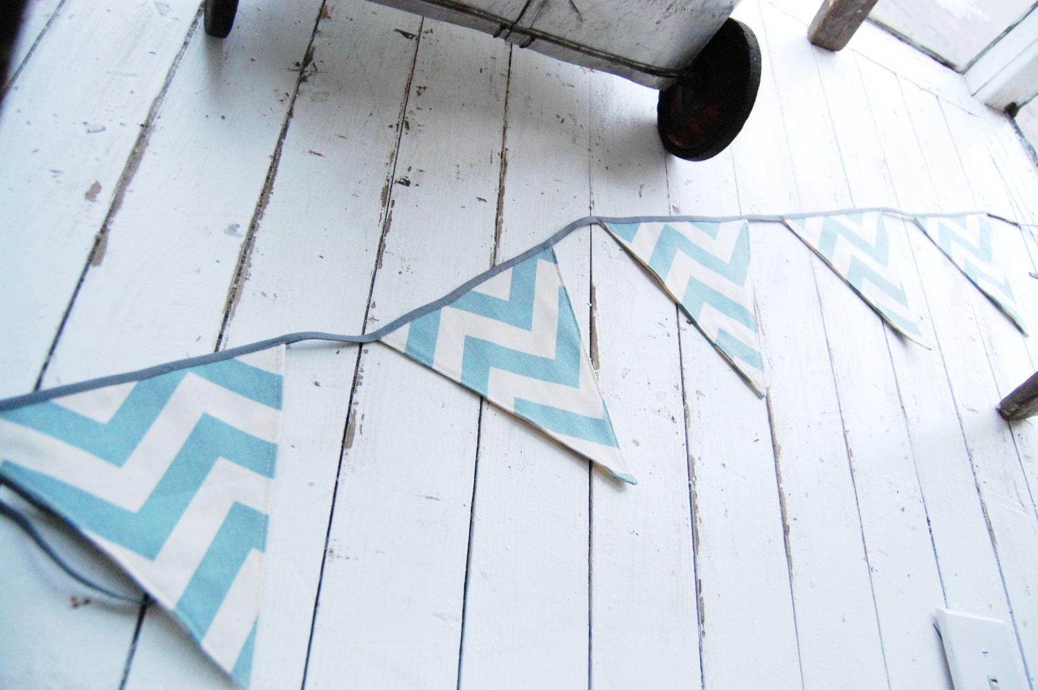 Aqua Chevron Pennant Banner