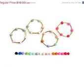 SUMMER SALE Hexagon Geometric Bangle Bracelet - Personalized Bracelet, Minimalist Geometric Jewelry - Design Your Color Choice