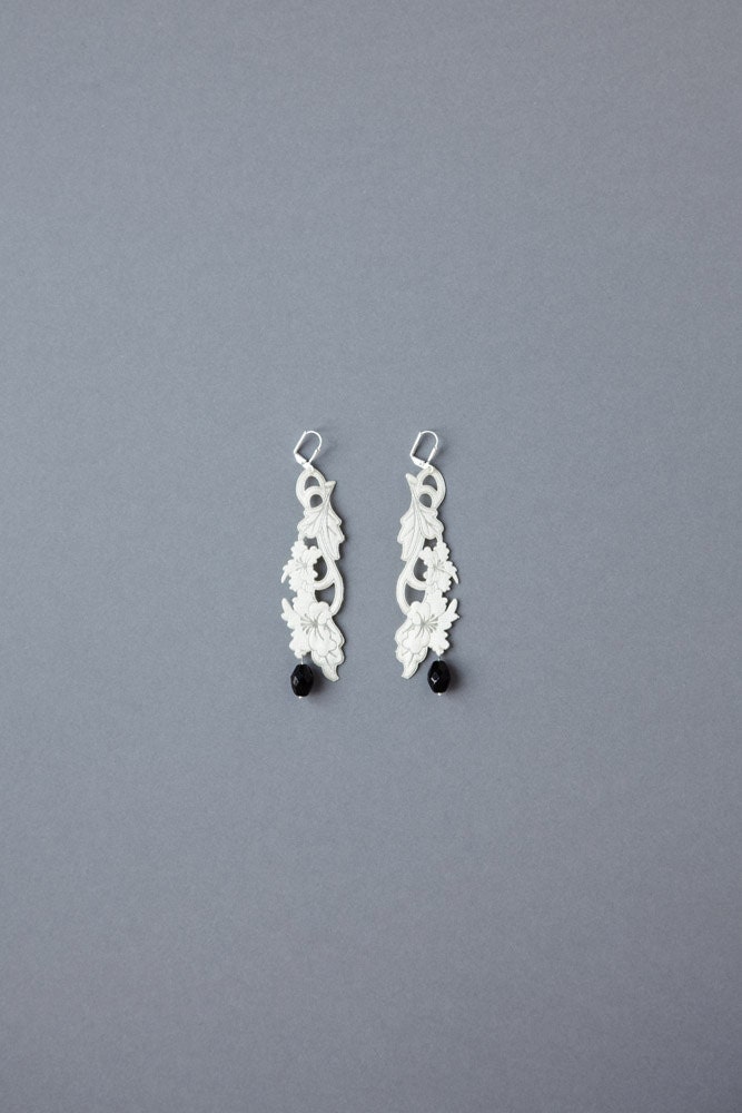 creme satin lace earrings
