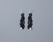 black satin lace earrings with freshwater pearls