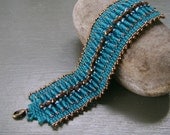 Blue and Bronze beaded bracelet