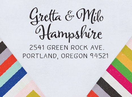 Custom Address Stamp - Calligraphy Stamp - Self Inking  - wedding stamp - housewarming gift - Gretta