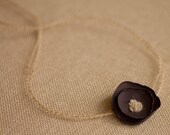 FIONA. Dark Brown. Tieback. Organic. Newborn. Photo Prop. Headband. Fabric Flower. Yellow.