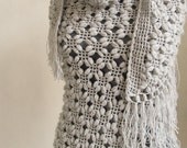 Gray shawl- Silver Glitter GREY Shawl- Crochet shawl-