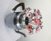 Pink Petaled Bouquet of Forever Blooming Flowers In Vintage Coffee Peculator  Vase