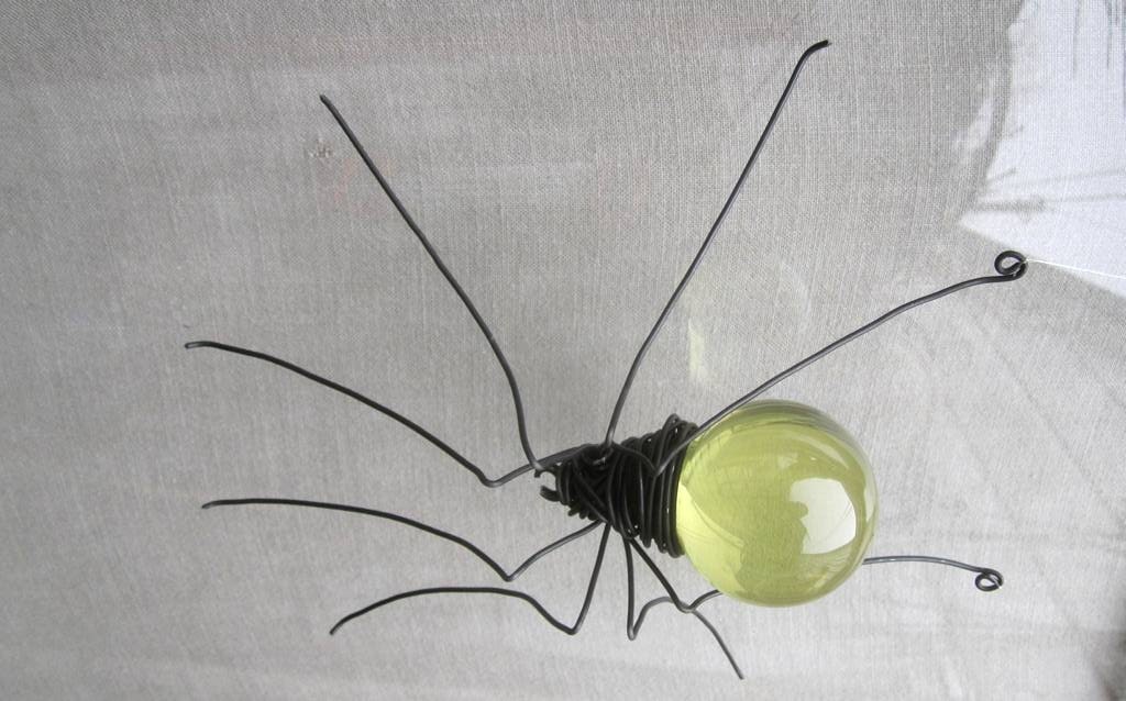 Pale Yellow Sun Catcher Window Spider Hanging Art, Made to Order