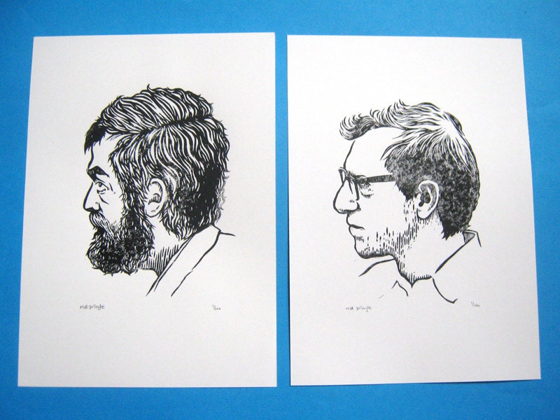 Stanley Kubrick and Woody Allen linocut prints