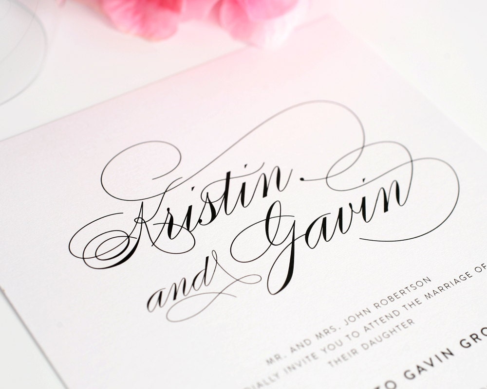 Wedding Invitation, Elegant Wedding Invitation, Simple, Large Names, Wedding Invites - Script Elegance Design - Deposit to Get Started