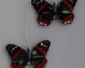 Set of 2 Red Admiral Butterfly June Necklaces Vanessa atalanta Bridesmaid Gifts