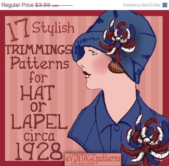sale 17 Art Deco Era Trimmings for Hat and Lapel 1920s  Downton Abbey  FLAPPER e-Pattern PDF A