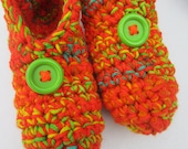 Crocheted Slippers in Orange