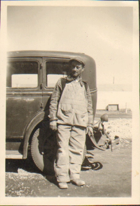 Vintage Photo of a Man Standing Beside a Car P13802
