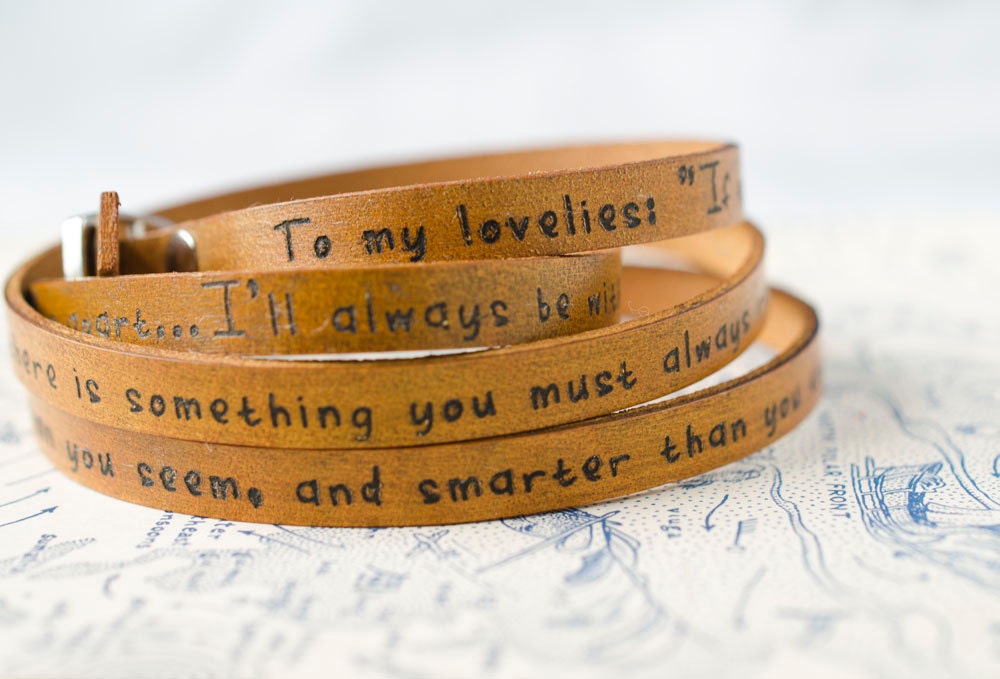To My Lovelies, Winnie the Pooh Quote on Ultra Long Leather Wrap Bracelet