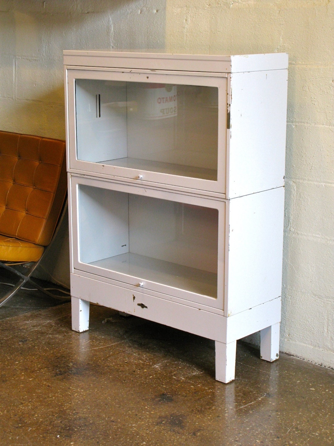 Industrial Metal Barrister Bookcase - White