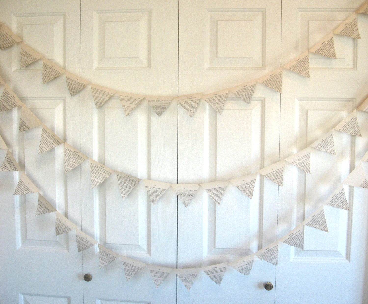 Vintage book page paper garland bunting for parties and decor