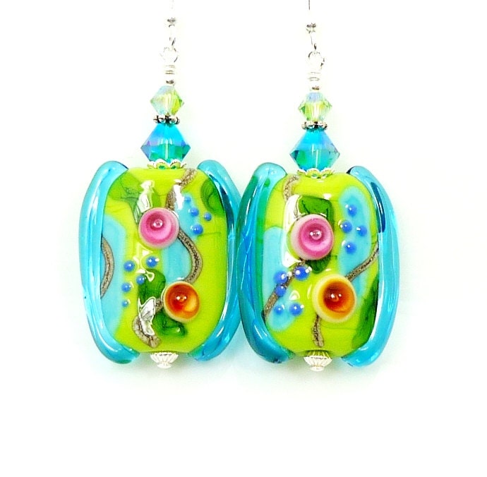 Abstract Earrings, Free-Form Earrings, Lampwork Earrings, Glass Bead Earrings, Beaded Earrings, Beadwork Earrings