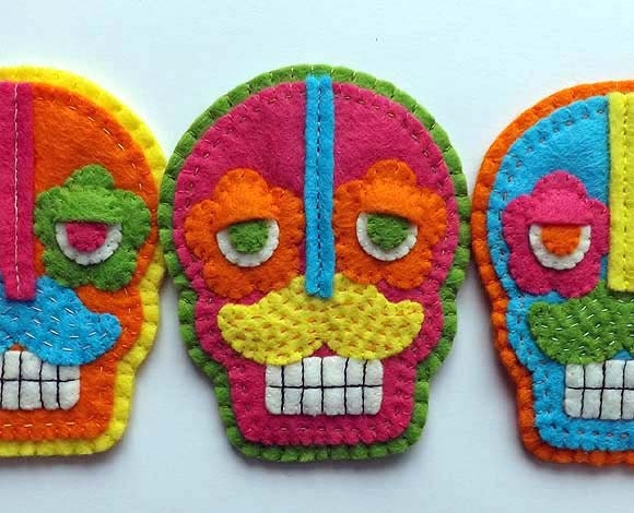 Day of the Dead Skull Jewelry Felt Brooch
