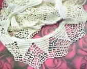Creamy Dreamy Shabby Antique Vintage Crochet Wide Lace Embellishment 10 Feet Long