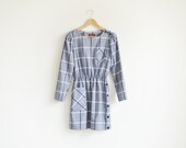 Vintage LISA II navy blue plaid dress.