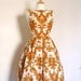 Burnt Orange and Gold Rococo Print Tiffany Prom Dress - Made by Dig For Victory