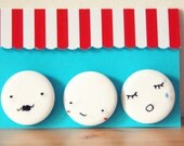Hand embroidered little faces badges set