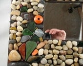 organic mosaic mirror pebbles and glass home decor